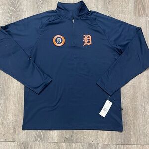 Detroit Tigers Navy Blue Quarter-Zip Pullover with Orange/Blue duo logo